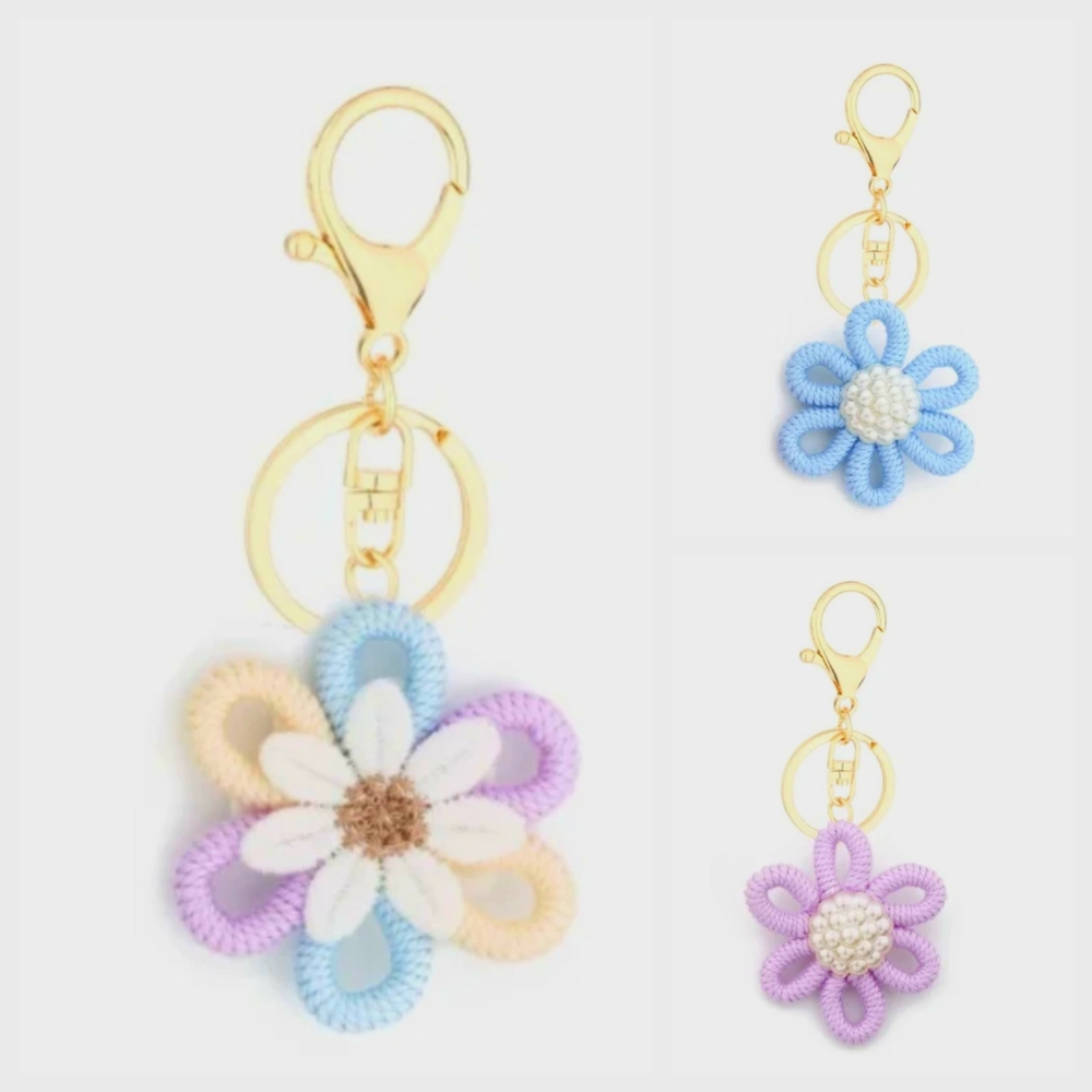 Choose 1--$14 All 3--$35 Pastel Flower Keychain Bag Charm New